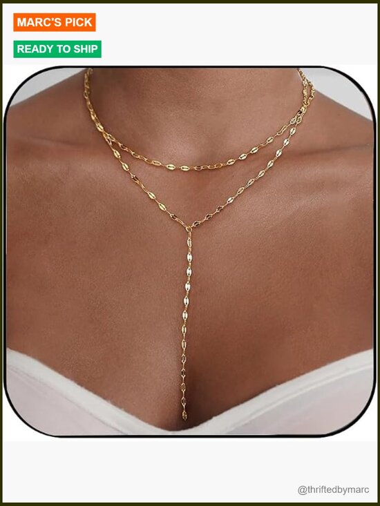 Jewelry - Dainty Gold Long Lariat Necklace for Women Trendy Choker Jewelry